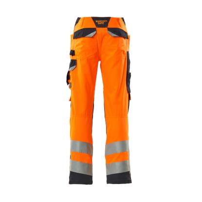 MASCOT SAFE SUPREME arbejdsbukser med knælommer, hi-vis orange/mørk marine