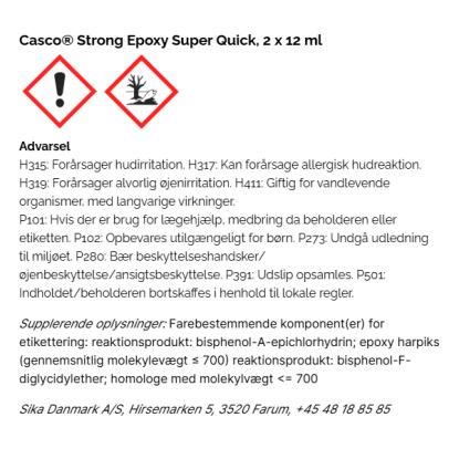 Casco Strong Epoxy Super Quick, resin + hærder komponent - 2 x 12 ml