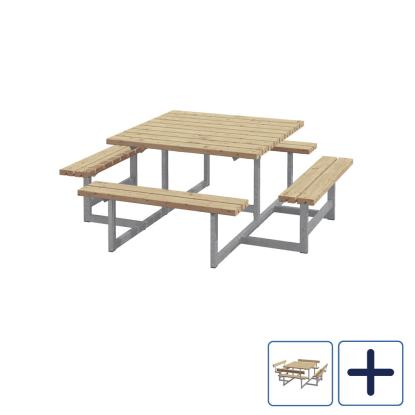 PLUS Picnic bord/bænkesæt, ThermoWood®, gyldenbrun/fyr