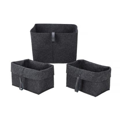 Opbevaringskurve, polyester, mørkgrå, 3 stk i 2 str.