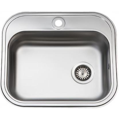 Intra Juvel K480B1 køkkenvask med strainer og hanehul, 34 x 48 cm, mat stål 