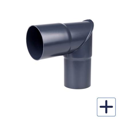 Plastmo knærør, PVC, grafit, 90°