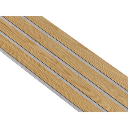 I-Wood Medio+ 4-lamel akustikpanel, klar olieret, grå filt og lys kerne, egefiner, 16 x 300 mm