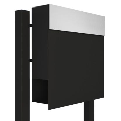 Bravios Manhattan postkasse med stander, rustfrit indkast, sort