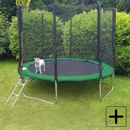 Trampolin med stige og net, grøn
