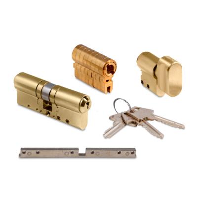 Jasa Company universal dråbecylinder, 6-stift, inkl. 3 nøgler, cylinder/vrider, PVD messing