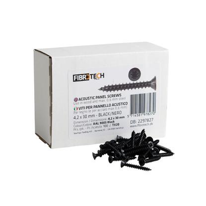 FibroTech akustikpanelskrue, 4,2 x 30 mm, TX20,sort, RAL 9005 - 100 stk.