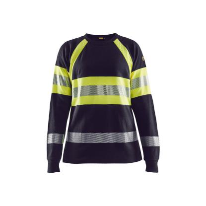 Blåkläder 3494 dame multinorm t-shirt lang ærme inherent, marineblå/hi-vis gul