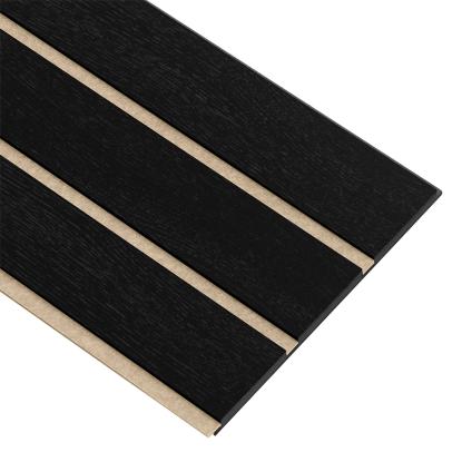 I-Wood Medio+ 3-lamel akustikpanel, sortmalet, beige filt og sort kerne, egefiner, 17 x 300 mm