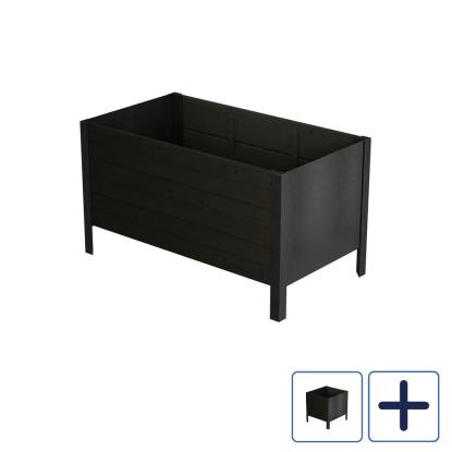 PLUS Classic plantekasse med stålgavle, sort/nåletræ