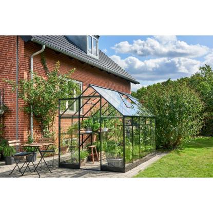 Halls Qube 610 drivhus 6,4 m², sort, 3 mm hærdet glas