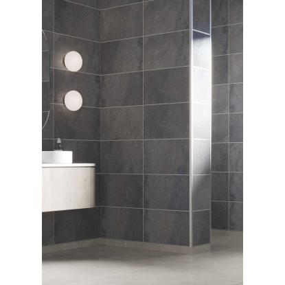 Fibo 3D vådrumspanel med 60 x 30 cm fliselook, 10 x 600 x 2400 mm, negro grande 