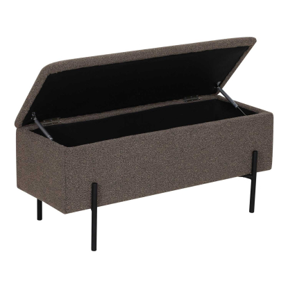 Watford bænk med opbevaring, bouclé, brun, 95 cm