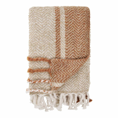 Almora plaid, beige/gylden orange, 180 x 130 cm