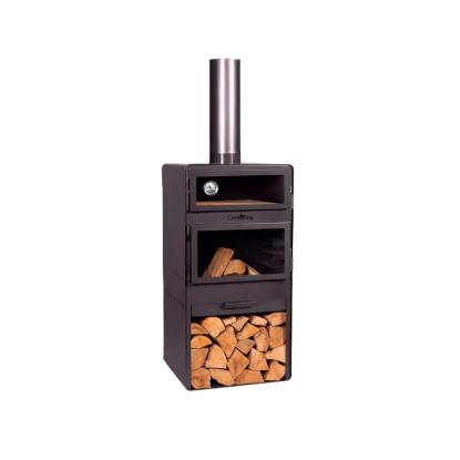 Cook King Vento Plus havepejs med pizzaovn, stål, sort, 150 x 50 x 50 cm