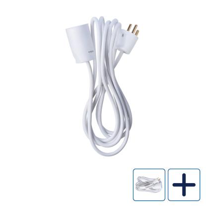 E-Line forlængerledning med jord, 3G1 mm², hvid