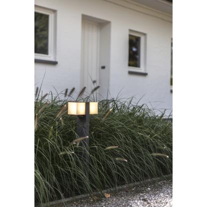 LUTEC CUBA udendørs LED bedlampe, 2 lyskilder, H75 cm, IP54, mørk grå