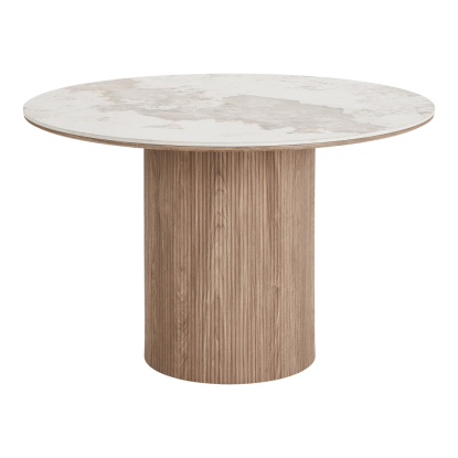 Athens spisebord med keramisk bordplade, hvid/brun, Ø120 cm