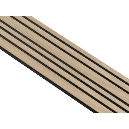 I-Wood Basic Mixed akustikpanel, hvid olieret, sort filt og lys kerne, egefiner, 16 x 300 mm 