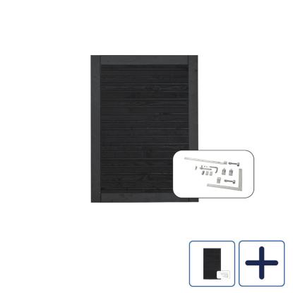 PLUS Plank enkeltlåge inkl. beslag, sort/nåletræ