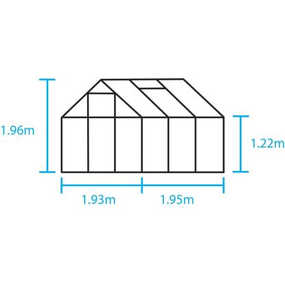 Halls Popular drivhus 3,8 m², grøn, 4 mm poly