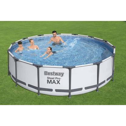Bestway Steel Pro Max pool sæt med filterpumpe, grå, Ø457 x 122 cm