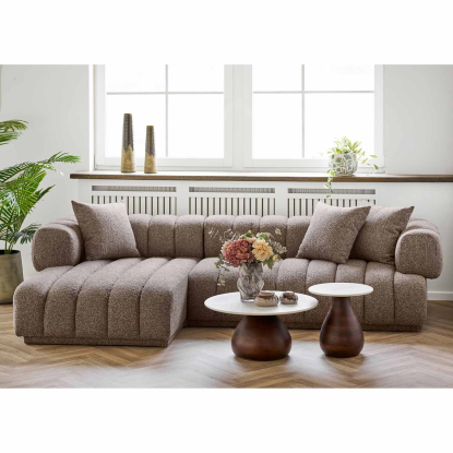 Aurora venstrevendt loungesofa med tre puder, brun
