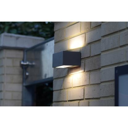 LUTEC GEMINI udendørs LED væglampe, up/down, H6,5 cm, IP54, 4000K, mørk grå