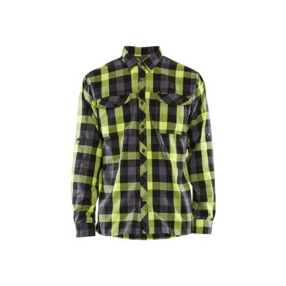 Blåkläder 3299 flannelskjorte, sort/hi-vis gul