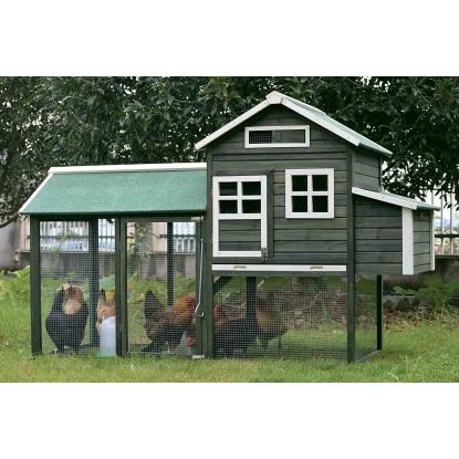 RYOM hønsehus, usamlet, grøn, 225 x 95 x 143 cm