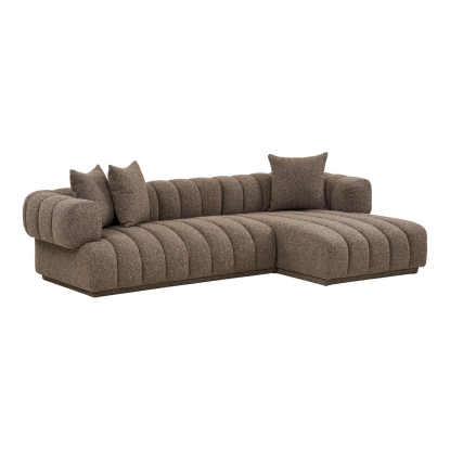 Aurora højrevendt loungesofa med tre puder, brun