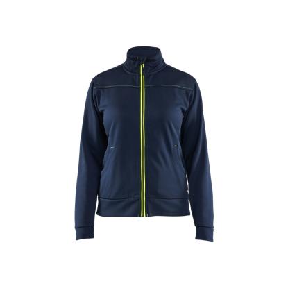 Blåkläder 3394 dame sweatshirt full zip, mørk marineblå/hi-vis gul