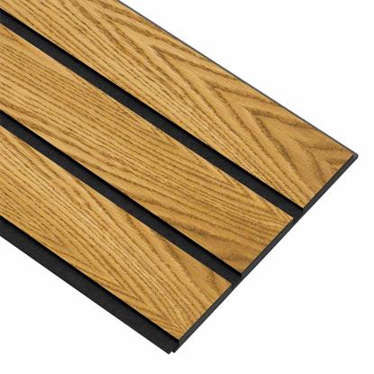 I-Wood Medio+ 3-lamel akustikpanel, brun olieret, sort filt og sort kerne, egefiner, 17 x 300 mm
