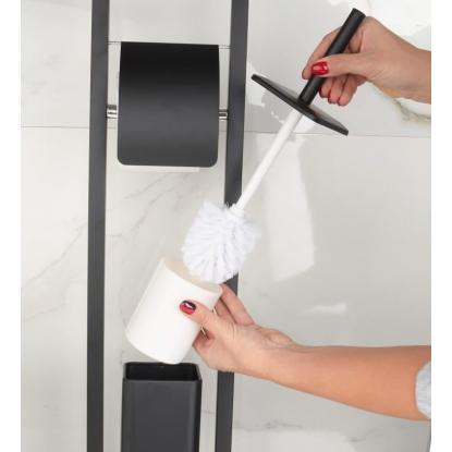 Toiletrulleholder med toiletbørste, fritstående, sort, 20 x 80 cm