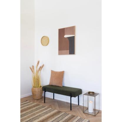 Swindon bænk i mørkegrøn bouclé med sorte ben, 100 x 36 x 42,5 cm