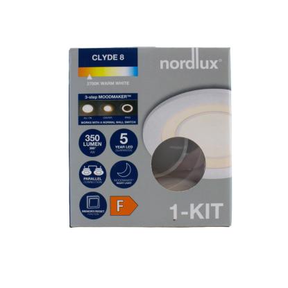 Nordlux indbygningsspot Clyde 8, 2700K hvid