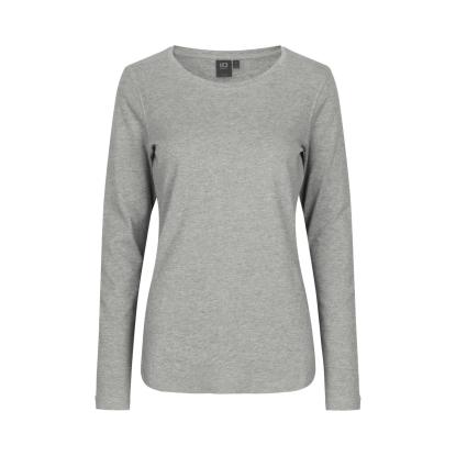 ID 0509 Interlock T-shirt med lange ærmer, dame, grå melange