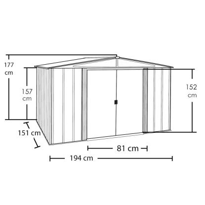 Spacemaker Woodlake redskabsskur, galvaniseret stål, trælook, 177 x 194 x 151 cm