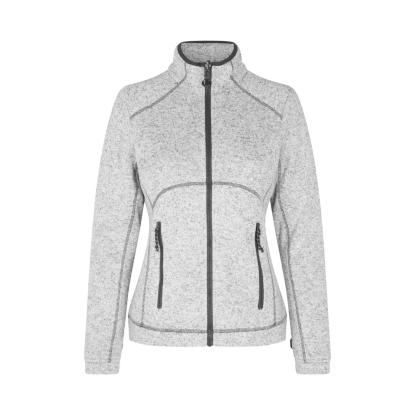 ID 0848 Zip-n-Mix strikfleece cardigan, melange, dame, grå melange