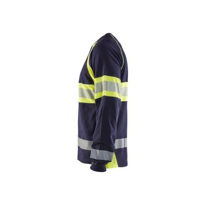 Blåkläder 3510 high vis t-shirt lang ærme, marineblå/hi-vis gul