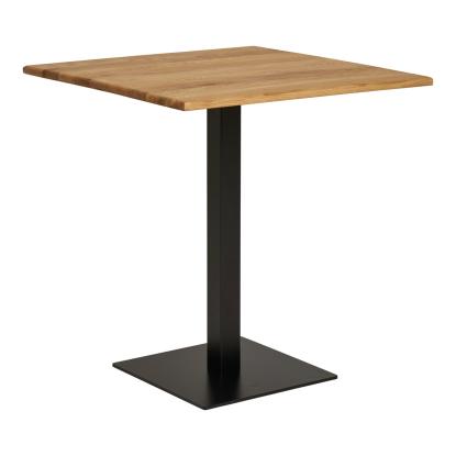 Lignano cafebord, eg, sort metal base, 70 x 70 x 75 cm, natur eg