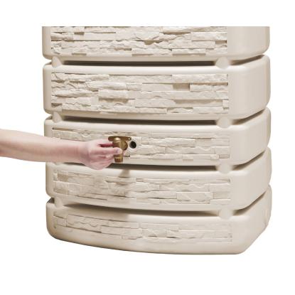 4Rain Slim Stone Decor regnvandstønde med hane, vægmodel, sandbeige - 500 liter