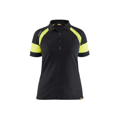 Blåkläder 3529 dame poloshirt, sort/hi-vis gul