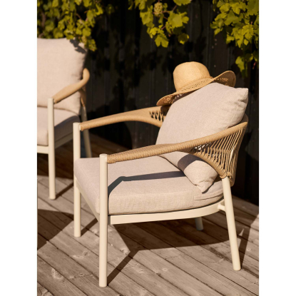 Abela loungesæt med hynder, aluminium/nonwood, sand/natur