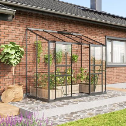 Vitavia Ida 3300 drivhus, sort, 3,3 m², 3 mm glas, inkl. sokkel