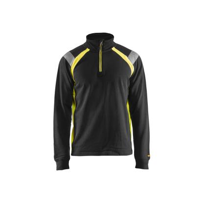Blåkläder 3432 sweatshirt half zip, sort/hi-vis gul