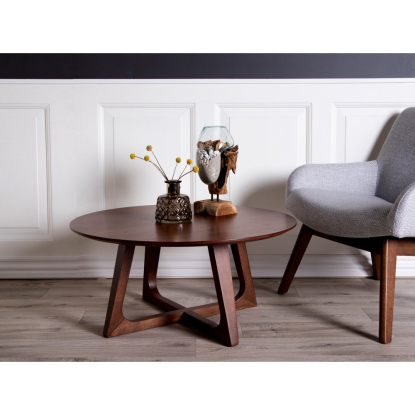 Hellerup sofabord, valnøddefiner, Ø75 cm