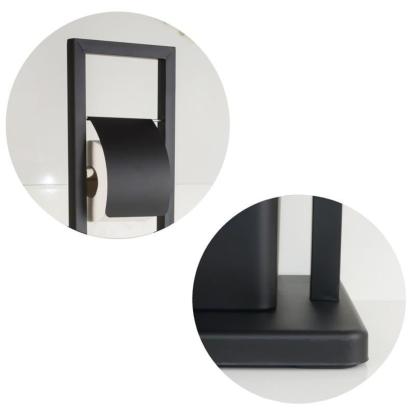 Toiletrulleholder med toiletbørste, fritstående, sort, 20 x 80 cm