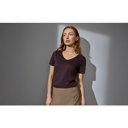 ID 0506 Interlock T-shirt med v-hals, dame, mørk bordeaux