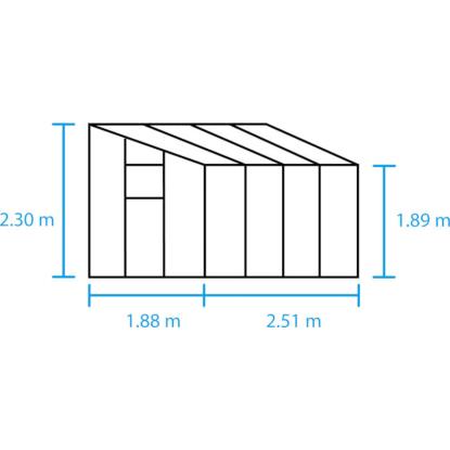 Halls Qube Lean-to 68 drivhus 4,7 m², sort, 3 mm hærdet glas